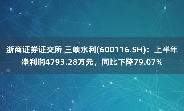 浙商证券证交所 三峡水利(600116.SH)：上半年净利润4793.28万元，同比下降79.07%